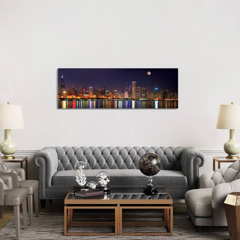 iCanvas "Chicago Cubs Pride Lighting Across Downtown Skyline II, Chicago, Illinois, USA" by Panoramic Images Canvas Print - 20x60x1.5