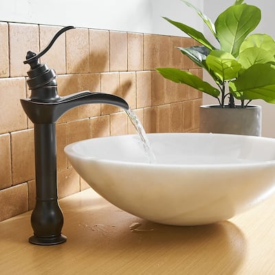 Waterfall Bathroom Sink Faucet Single Handle One Hole Tall Body