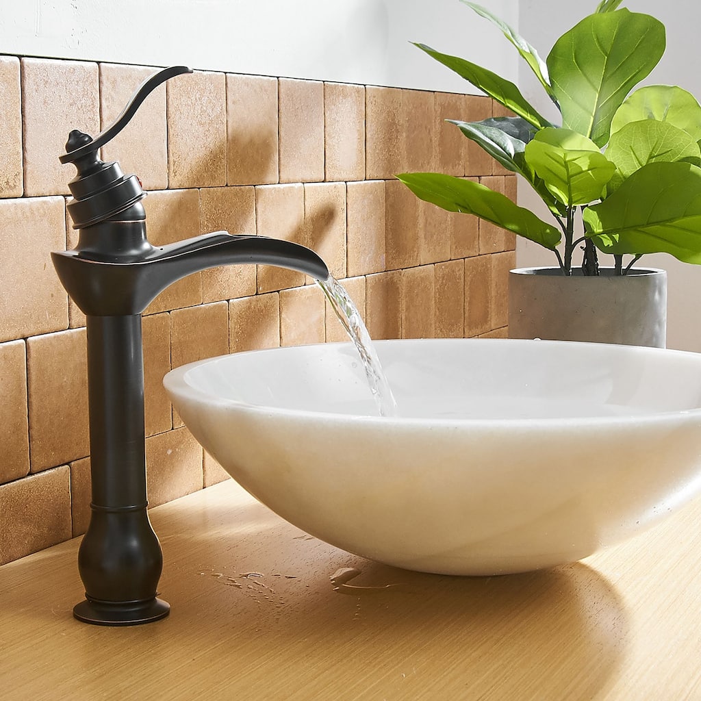 Waterfall Bathroom Sink Faucet Single Handle One Hole Tall Body