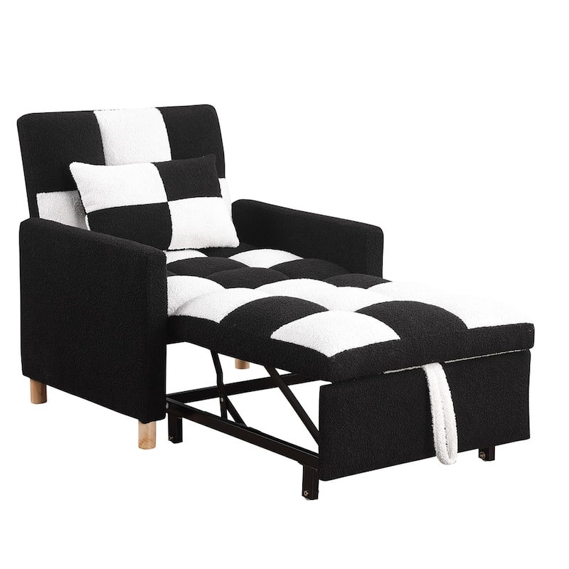 Teddy Fabric Convertible Multi-Functional Sleeper Sofa with Pillow