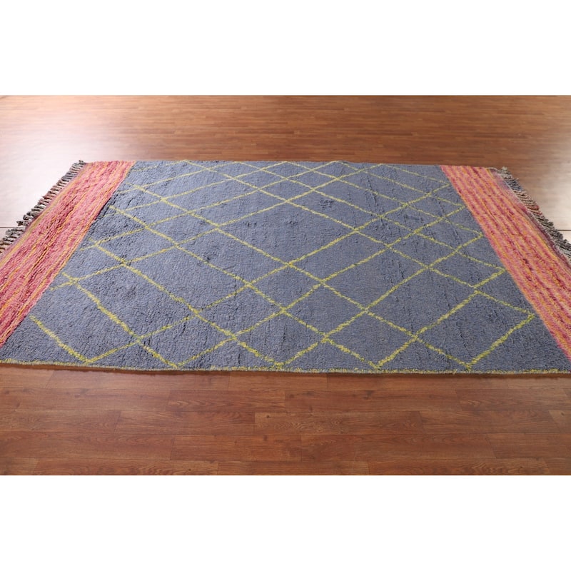 Trellis / Moroccan Style Area Rug Hand-Knotted Wool Carpet - 5'11" x 9'7"