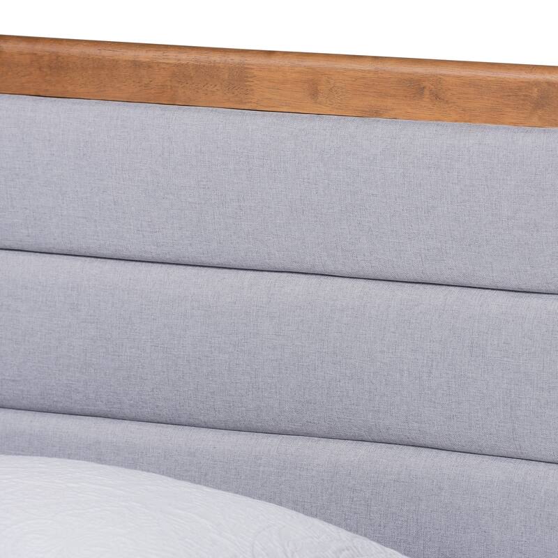 Seren Mid-Century Modern Fabric Upholstered and Wood Twin Platform Bed