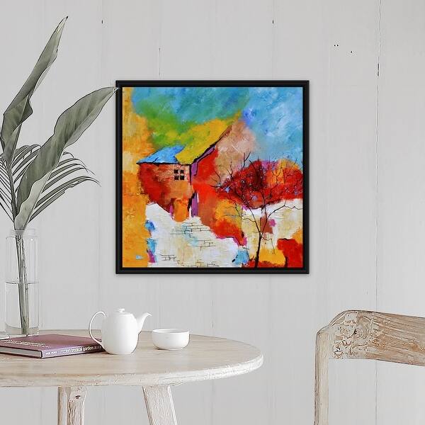 Shop Abstract House 774130 Black Float Frame Canvas Art Overstock 30183947