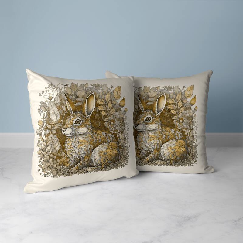 Breezy Bunny Faux Suede Reversible Throw Pillow Grey and Yellow