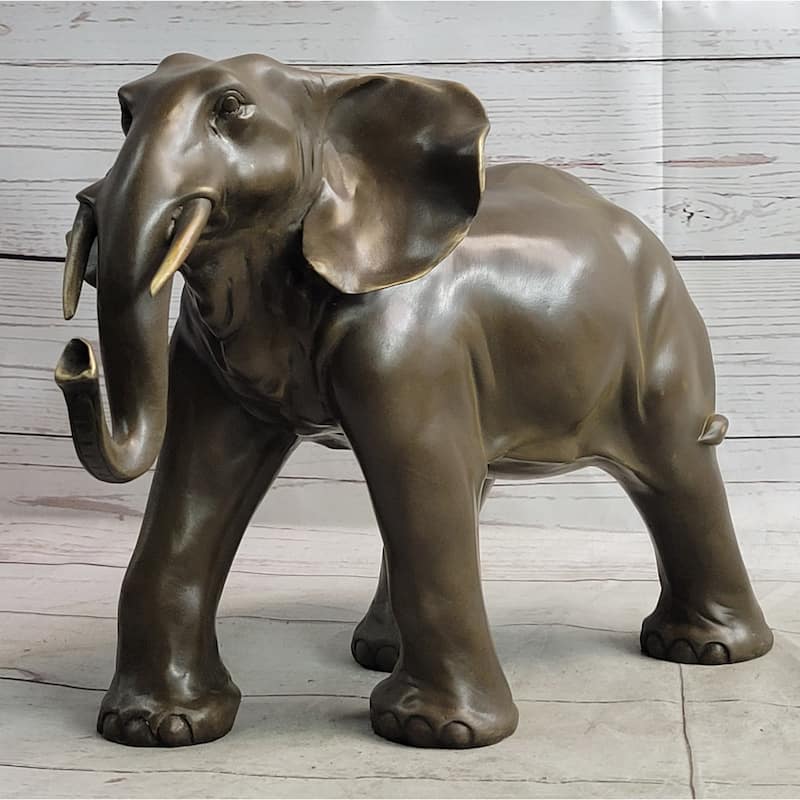 Smooth Imitative Elephant Bronze Metal Figure Sculpture Handmade Art Decor Collectible