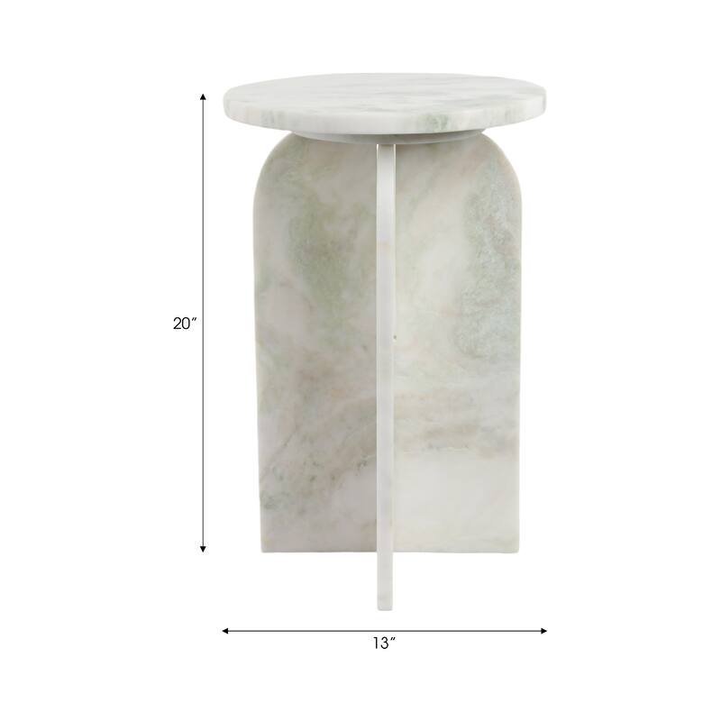 Marble Accent Table Modern Sculptural Architectural Split-Base Design
