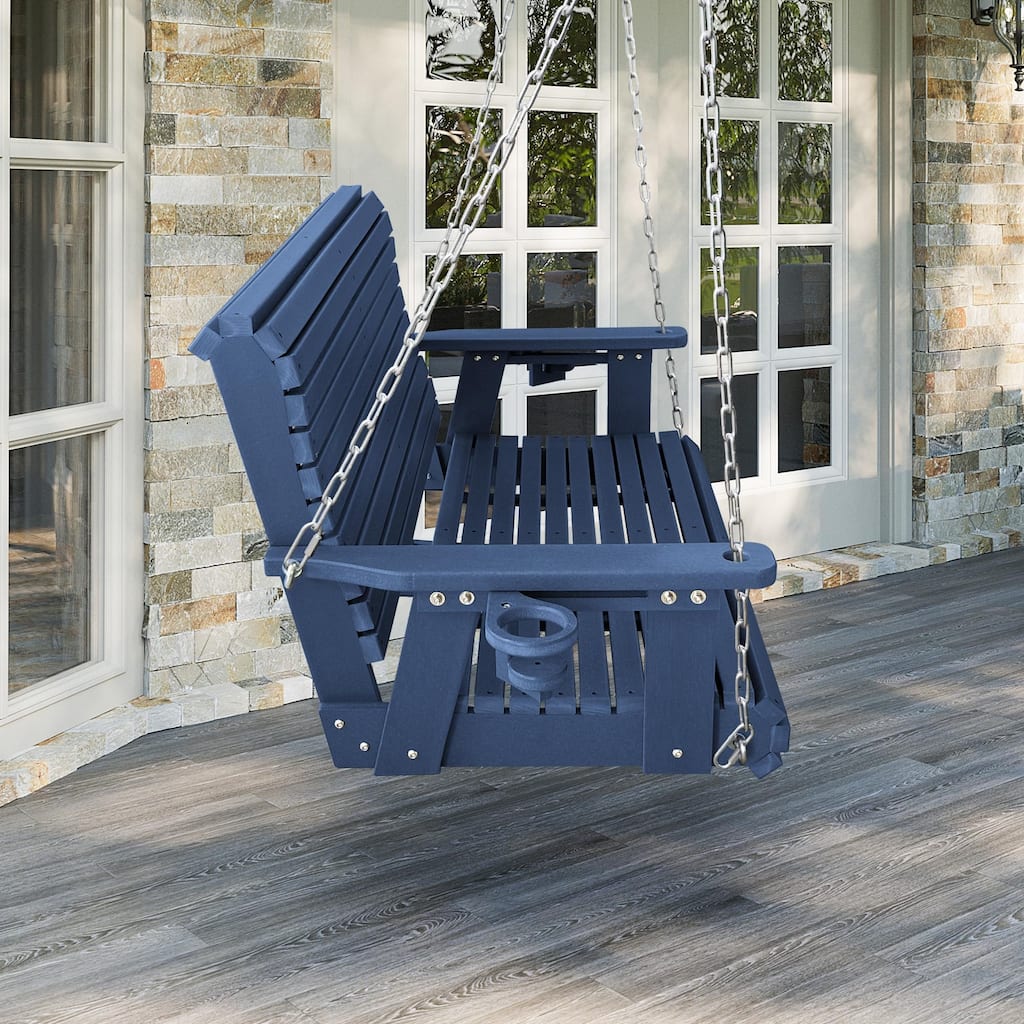 Fortune Candy HDPE Outdoor Porch Swing 2-Person with 18/8 Stainless Steel Bolts