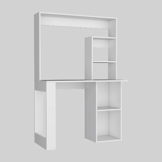 58.3" High Desk with Hutch and Shelves, Rectangular Home Office Workstation