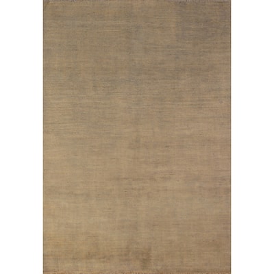 Gabbeh Modern Rug Hand-Knotted Beige Solid Wool Carpet - 4'0" x 5'11"