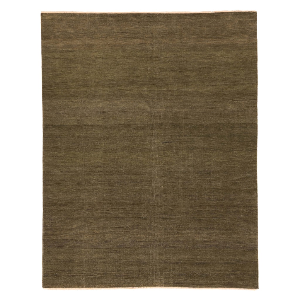 ECARPETGALLERY Hand-knotted Pak Finest Gabbeh Dark Olive Green Wool Rug - 7'10 x 9'11