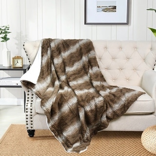Home Soft Things Plaid In Pile A Spina Di Pesce Con Retro In Finta Pelliccia Sherpa – Arancione Bruciato, 150x200 Cm