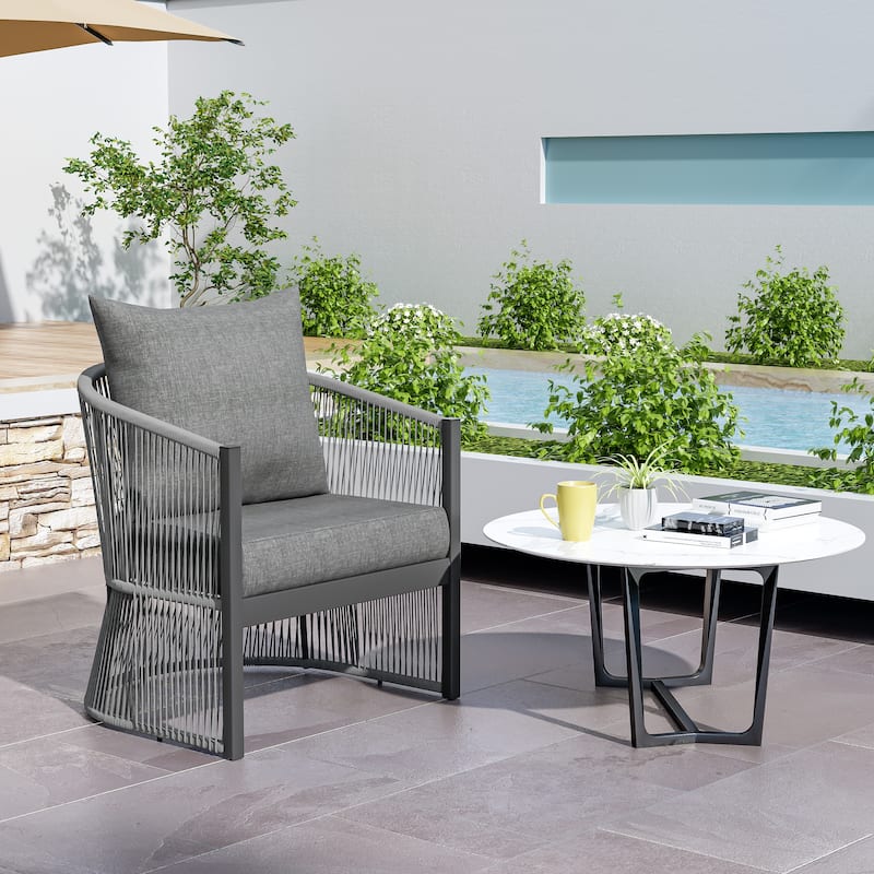 Curved Aluminum Lounge Chair with Fashionable Rope-Weave
