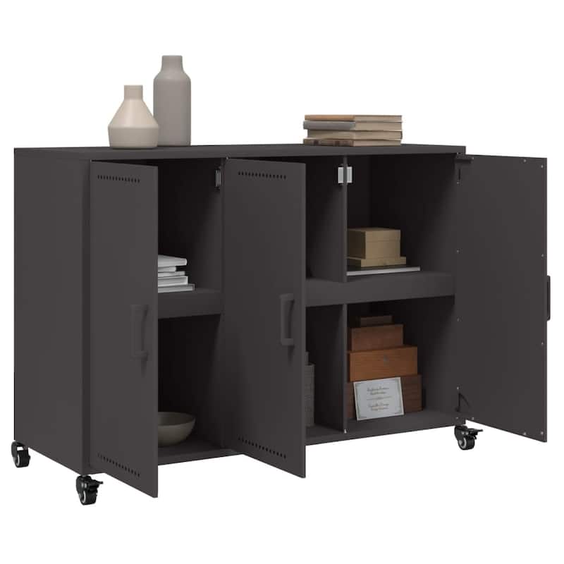 vidaXL Sideboard Black Cold-rolled steel Medium Cabinet Rectangular - 15.4 x 39.6 x 28.3