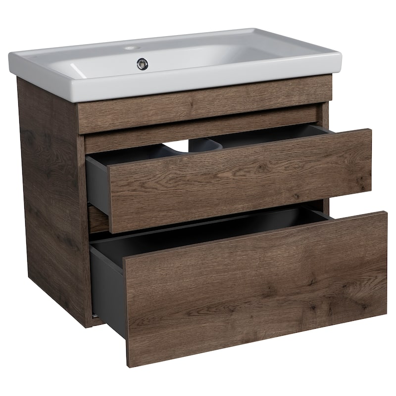 Modern Wall-Mounted Bathroom Vanity with Washbasin Niagara Rosewood Non-Toxic MDF-24"-Simple 40"