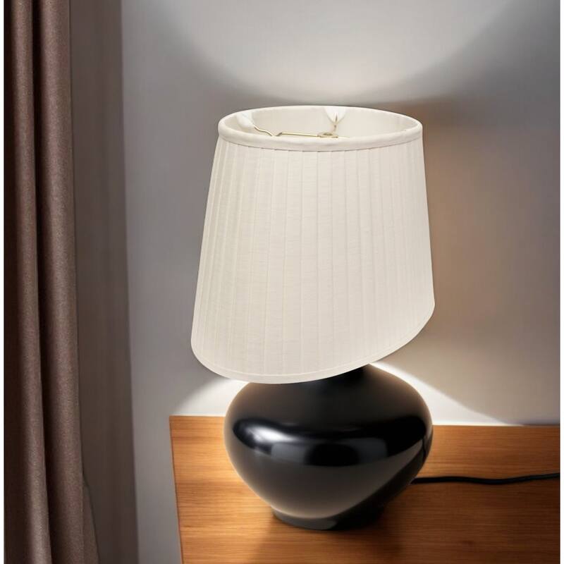 HomeRoots White Linen Pleated Oval Lamp Shade - 14