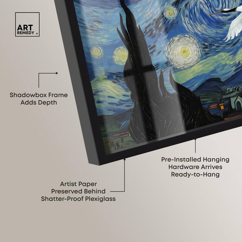 Crane Starry Night Shadowbox by Art Remedy