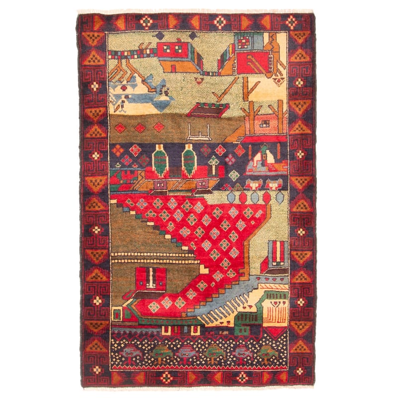 ECARPETGALLERY Hand-knotted Teimani Red Wool Rug - 2'5 x 4'10