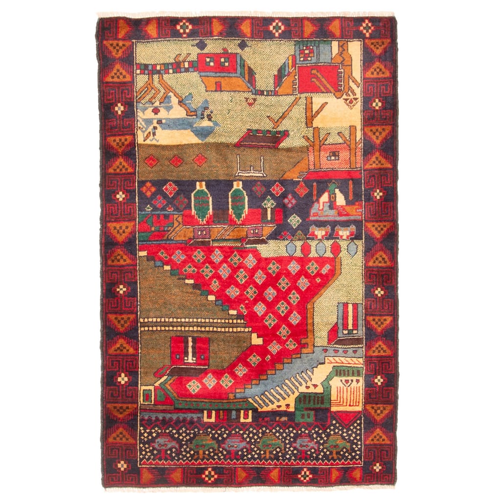 ECARPETGALLERY Hand-knotted Teimani Red Wool Rug - 2'5 x 4'10