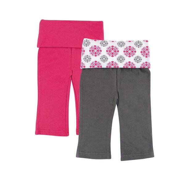slide 1 of 1, Yoga Sprout Baby Girl Cotton Pants 2pk, Pink Medallion 0-3 Months - Pink Medallion