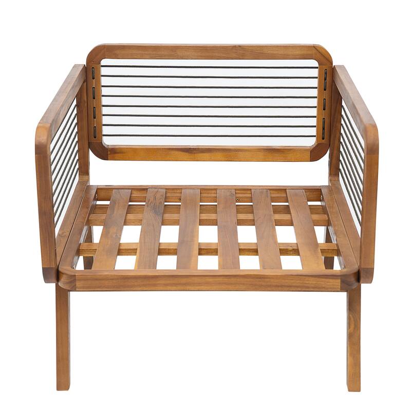 Scott Living - Talia Outdoor Modern Arm Chair with Grey Cushions and Solid Acacia Wood Frame