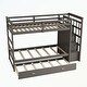 preview thumbnail 24 of 51, Hardwood Twin Over Twin Bunk Bed with Trundle and Staircase Grey