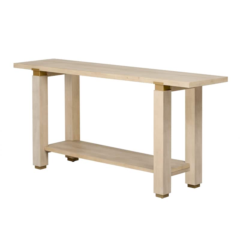 62.9" Modern Minimalist Console Table, Wooden Entryway Sofa Table Rectangular with Built-in Shelf for Living Room