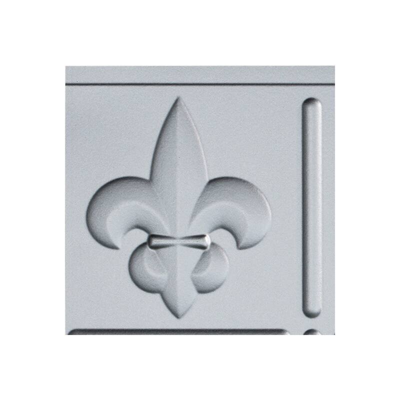 FASÄDE Fleur de Lis Decorative Vinyl Backsplash Panel - 6x6 Inch Sample - Argent Silver