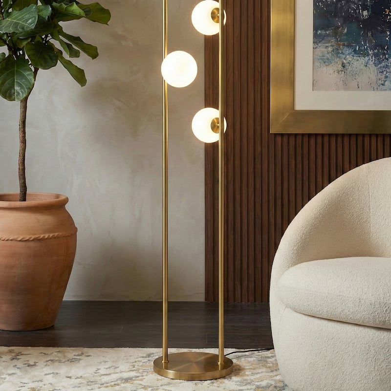 Ivette Brass Floor Lamp with Globe Lights