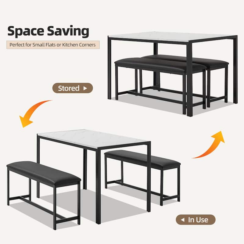 Space-Saving Dining Table Set,Ideal for Small Spaces - Featuring a Stylish Faux Marble or Wood Grain Table with Modern Chairs
