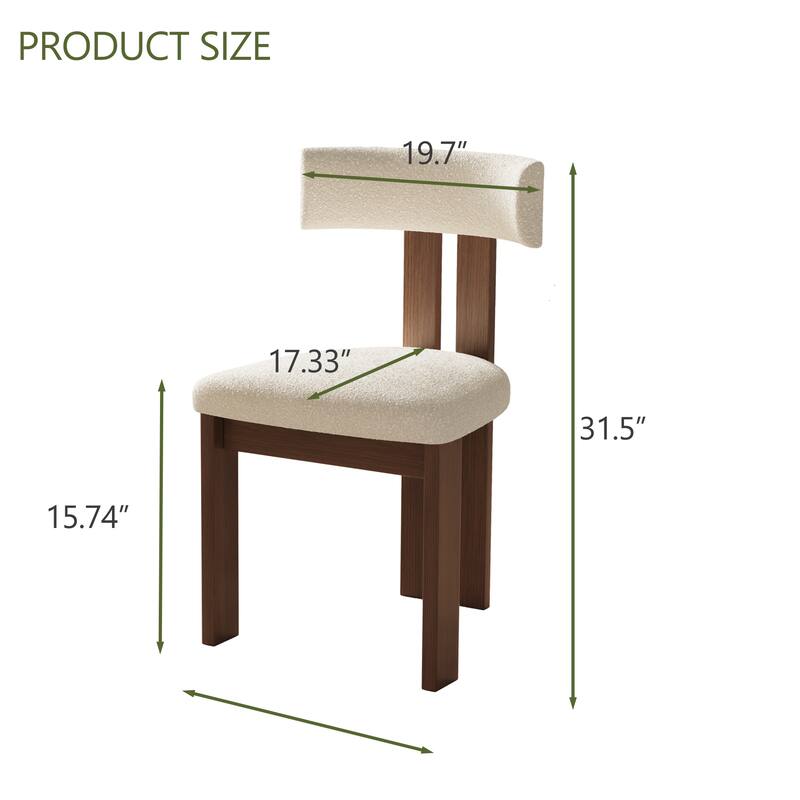 Mid-Century Fully Assembled Wood Dining Chairs Set of 2,White & Walnut Side Chairs, Modern Kitchen Chairs