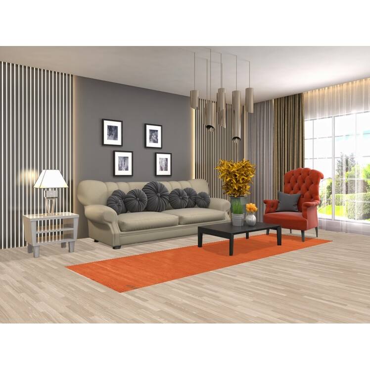 Orange Gabbeh Oriental Runner Rug Hand-Knotted Wool Carpet - 3'0" x 9'10"