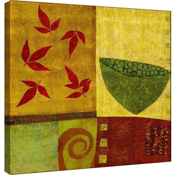 PTM Images 9-100879 PTM Canvas Collection 12" x 12" - "Green Bowl With Nandina Leaves" Giclee Leaves Art Print on Canvas