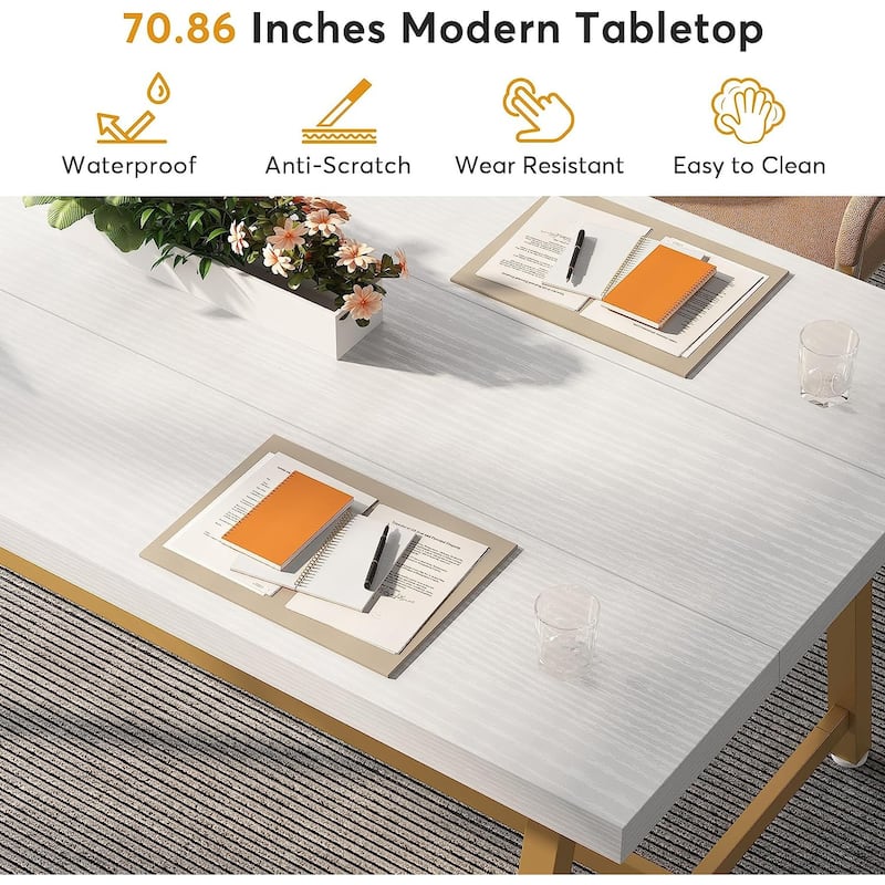 6FT Rectangle Conference Table, 70.9L Meeting Table for 6 People