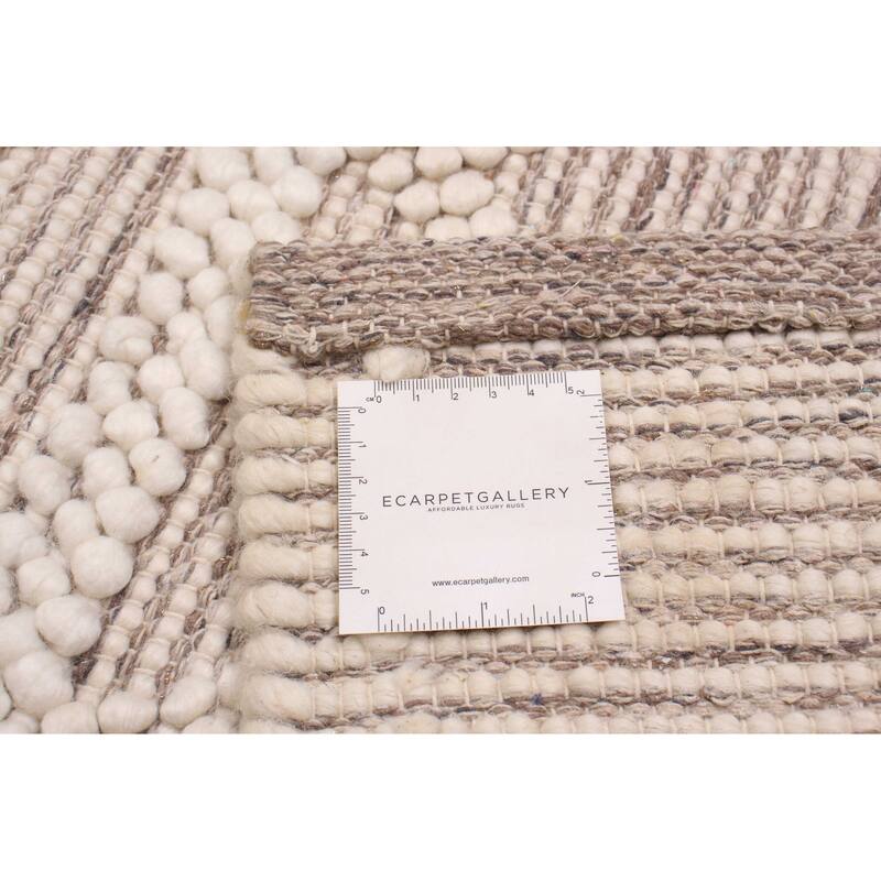 ECARPETGALLERY Braid weave Sienna Cream Wool Rug - 6'0 x 9'0