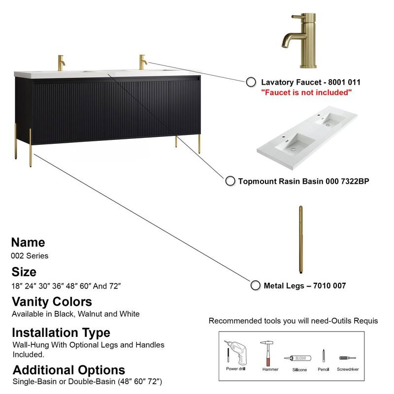 Ripple 72" Double Bathroom Vanity Set