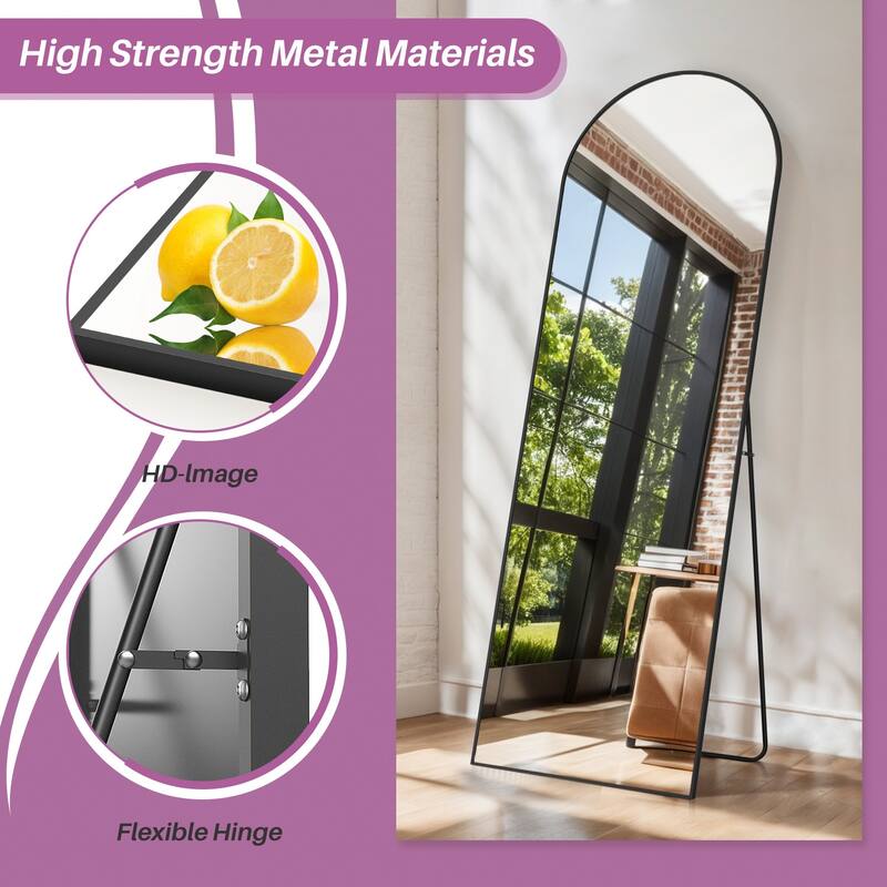 Full Length Mirror with Stand, Floor Mirror with Aluminum Alloy Frame for Bedroom, Standing Full Body Mirror for Wall, Cloakroom