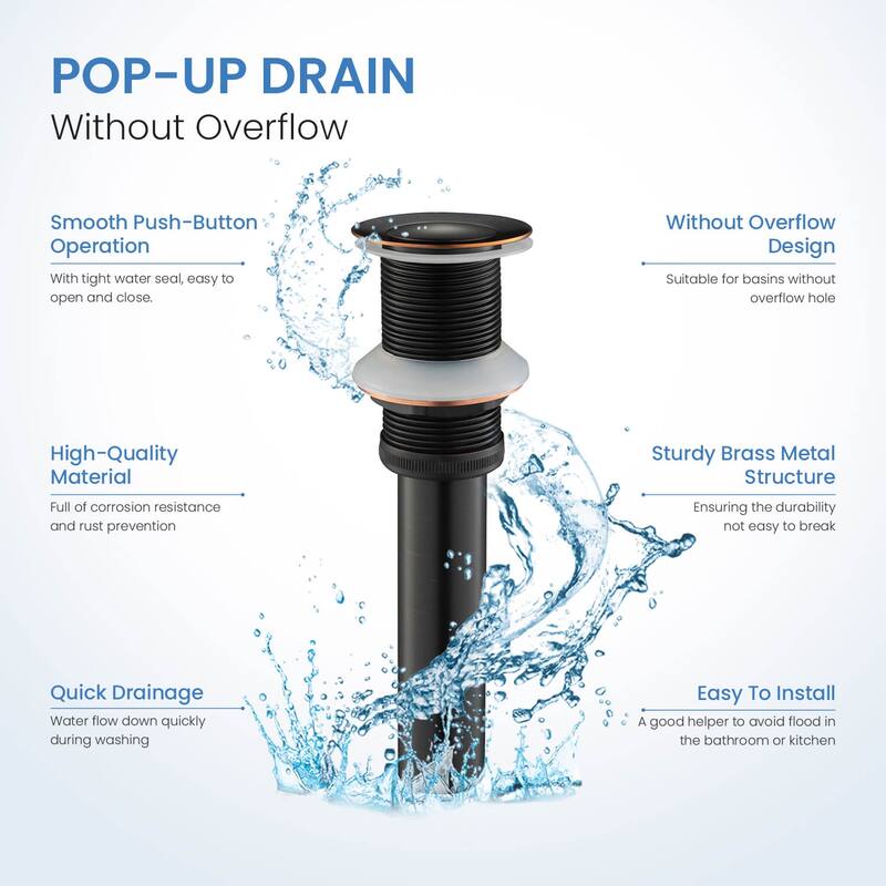 Pop Up Drain Stopper for Bathroom without Overflow