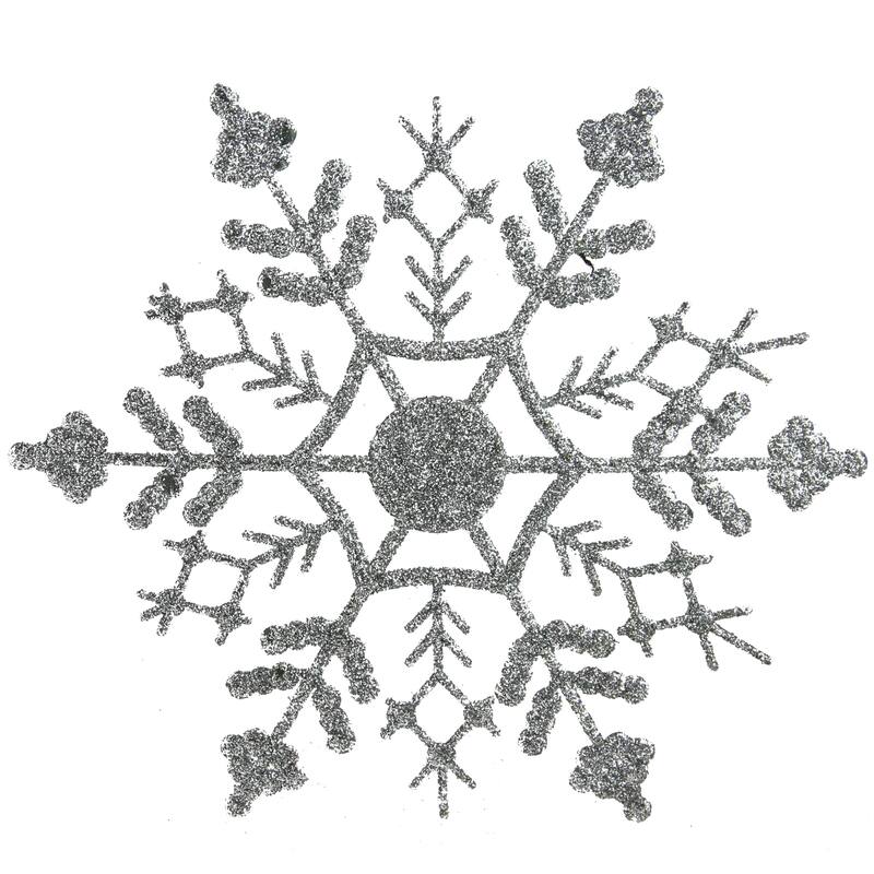 24ct Glitter Snowflake Christmas Ornaments 4"