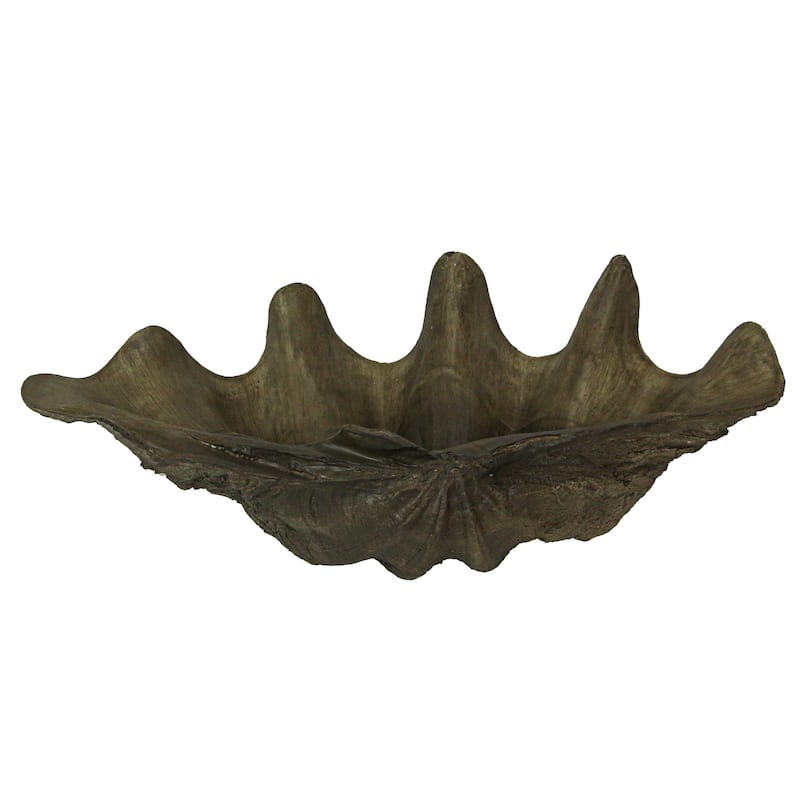 Lifelike Cast Polyresin Giant Clam Shell Decorative Bowl - 7 X 20.25 X 11 inches