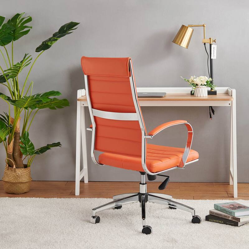 LUXMOD® Office Chair Faux Leather Silver Frame Adjustable and Swivel