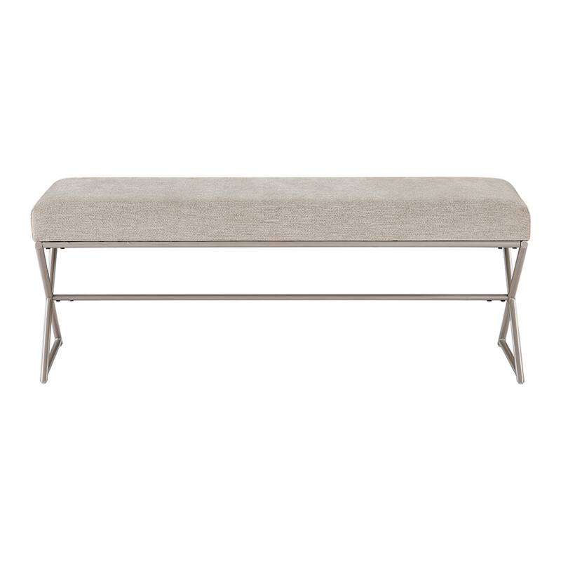 Catalina 48" Chenille Bench - Champagne Finish Iron Metal Frame