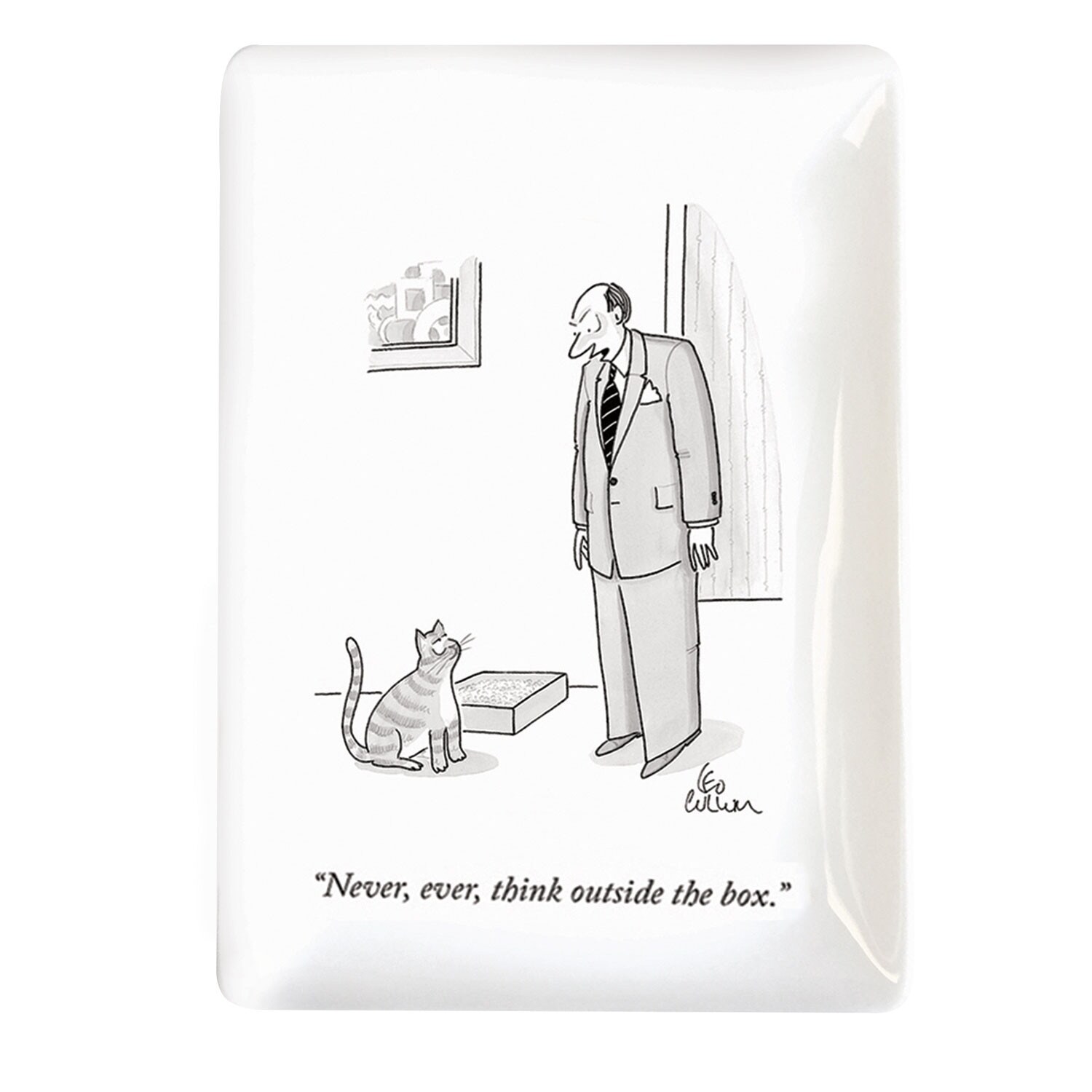 Shop New Yorker Cartoon Tray Never Think Outside The Box Cat