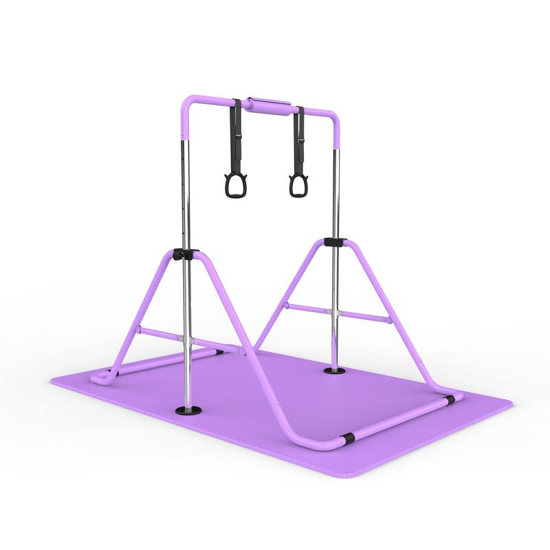 Gymnastics Bar for Kids, Gymnastics Horizontal Bar with Adjustable Height Foldable Training Bar with Mat for Home Practice