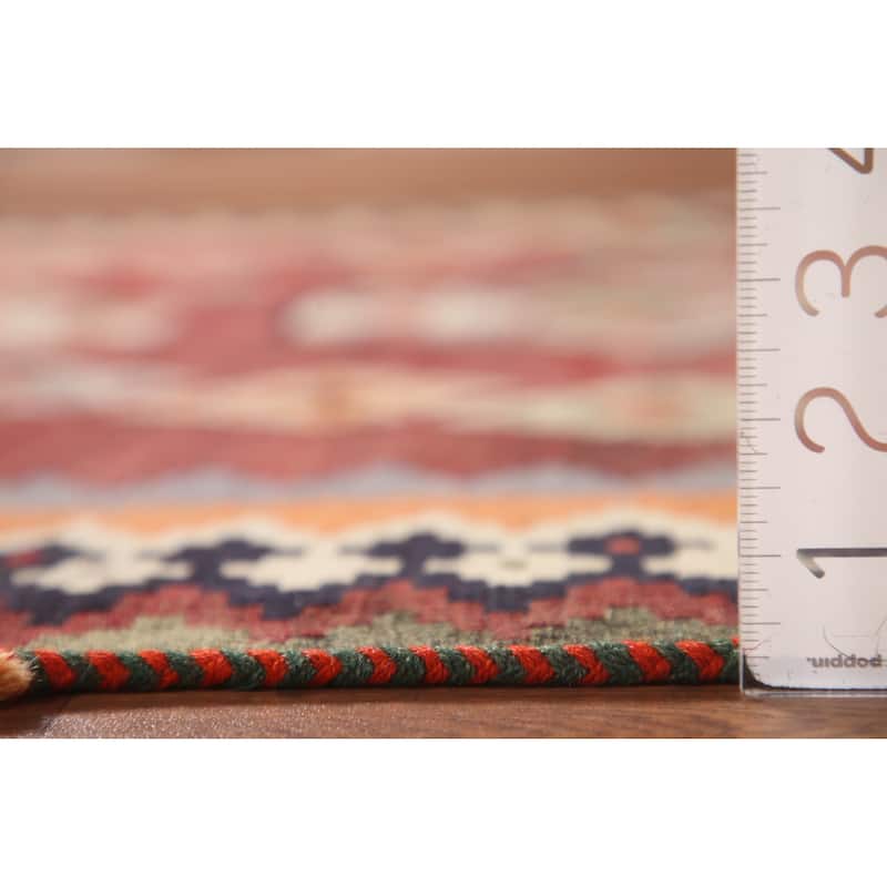 Red Kilim Qashqai Persian Area Rug Hand-Woven Wool Carpet - 4'1" x 6'8"