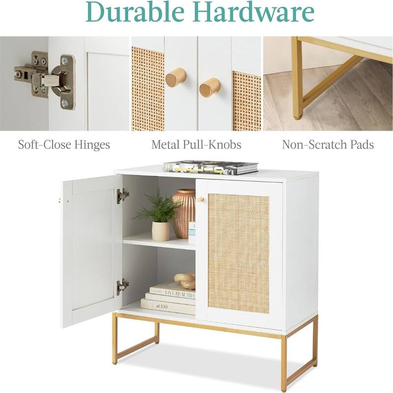 2-Door Rattan Storage Cabinet - 15"D x 31.5"W x 32.5"H