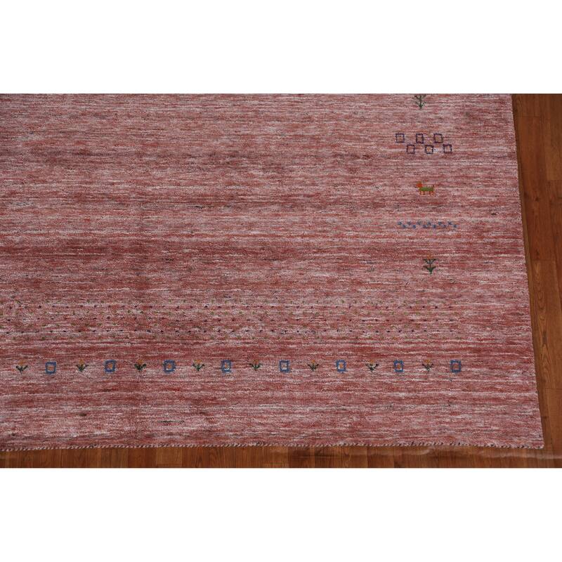 Hand Knotted Oriental 100% Wool Carpet Tribal Tribal Peach Gabbeh Area Rug - 11' 3'' X 9' 1''