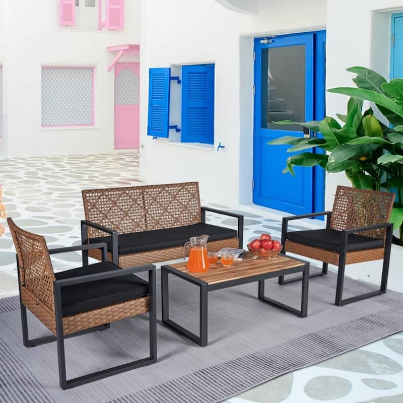Patio 4-piece Balcony Furniture Set for Porch Garden