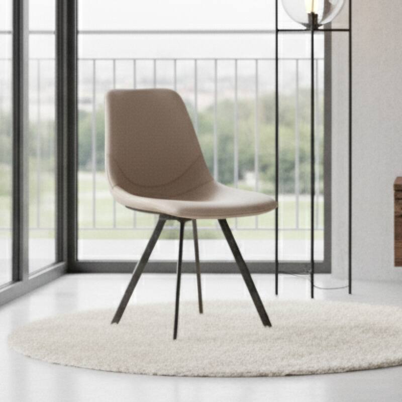 Markley Modern PU Leather Upholstered Ergonomic Mid-Back Accent Chair with Metal Legs for Home Kitchen or Living Room (Set of 4)