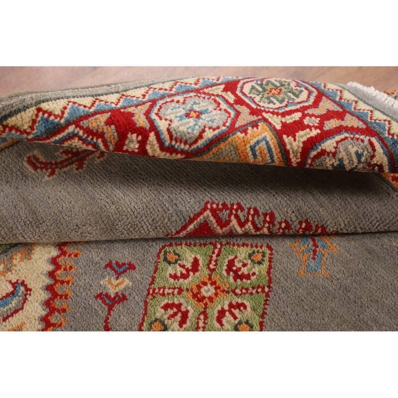 Geometric Kazak Accent Rug Hand-Knotted Oriental Wool Carpet - 3'3" x 5'0"