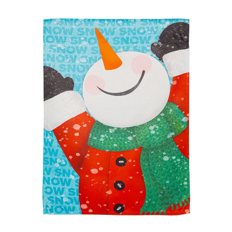 12.5 in. x 18 in. Happy Snowman Suede Garden Flag